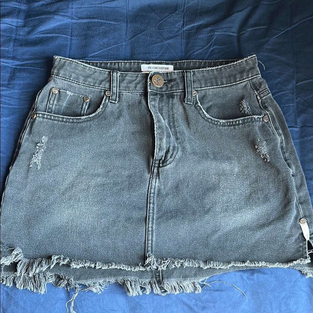One Teaspoon Blue Mini Skirt Casual Distressed